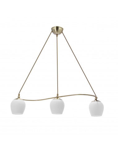 CANDELLUX Serano lampa wisząca patynowy 3x60W E27 klosz biały 33-07377