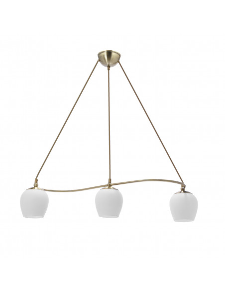 CANDELLUX Serano lampa wisząca patynowy 3x60W E27 klosz biały 33-07377