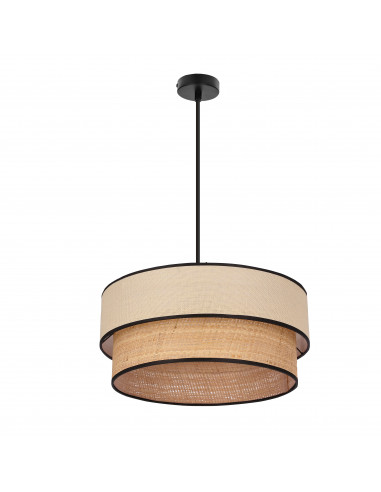 CANDELLUX LORENZO lampa wisząca czarny 1x60W E27 abażur kremowy z czarną oblamówką 31-36988