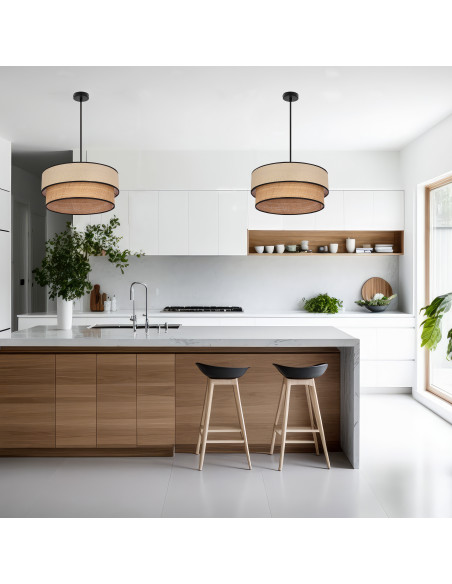 CANDELLUX LORENZO lampa wisząca czarny 1x60W E27 abażur kremowy z czarną oblamówką 31-36988