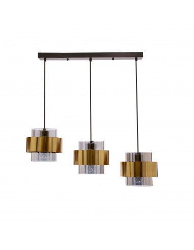CANDELLUX Spiega lampa wisząca czarny+mosiężny 3x60W E27 klosz dymiony 33-32027