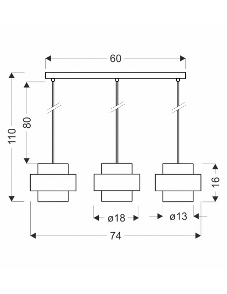 CANDELLUX Spiega lampa wisząca czarny+mosiężny 3x60W E27 klosz dymiony 33-32027