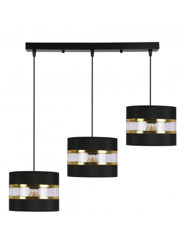 CANDELLUX PANDY lampa wisząca czarny 3x40W E27 abażur czarny+złoty 33-37596