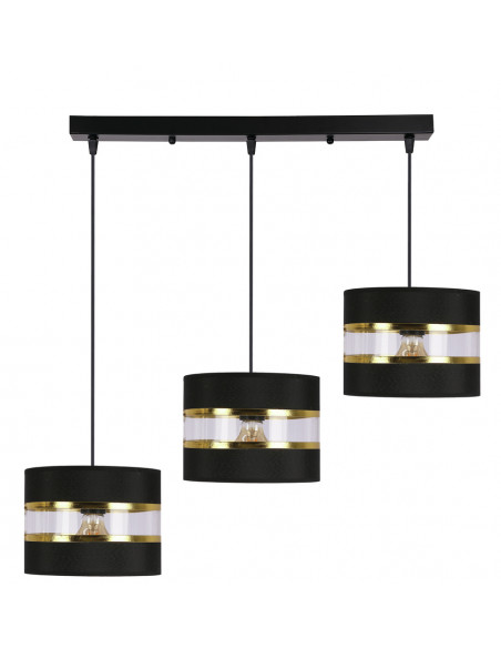 CANDELLUX PANDY lampa wisząca czarny 3x40W E27 abażur czarny+złoty 33-37596
