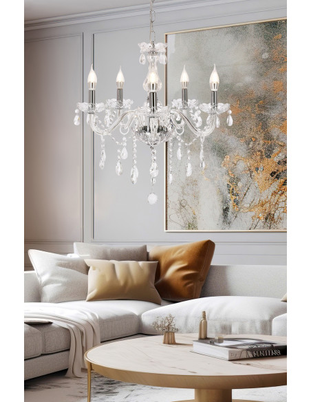 CANDELLUX Cristallo lampa wisząca chromowy 5x40W E14 transparentny 35-30313
