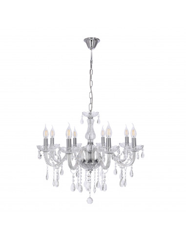 CANDELLUX Cristallo lampa wisząca chromowy 8x40W E14 transparentny 38-30337