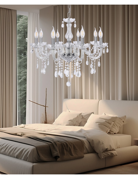 CANDELLUX Cristallo lampa wisząca chromowy 8x40W E14 transparentny 38-30337