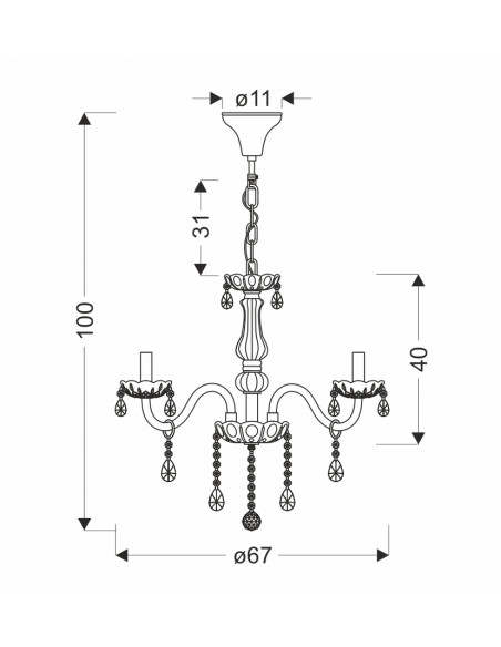 CANDELLUX Cristallo lampa wisząca chromowy 8x40W E14 transparentny 38-30337