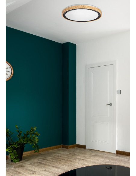 CANDELLUX Aflo lampa sufitowa plafon drewn+czarny 24W LED 3000/4000/6000K 38cm klosz biały 14-33932
