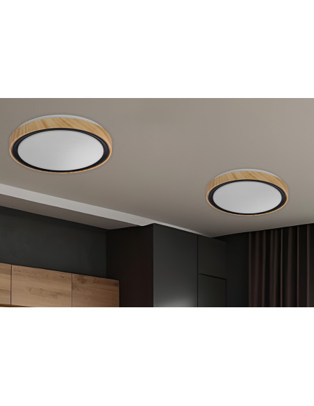 CANDELLUX Aflo lampa sufitowa plafon drewn+czarny 24W LED 3000/4000/6000K 38cm klosz biały 14-33932