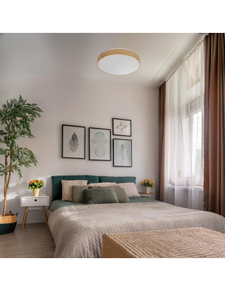 CANDELLUX FIGARO lampa sufitowa plafon drew. 24W LED 3000/4500/6000K 38cm kl. biały, pilot 14-33956