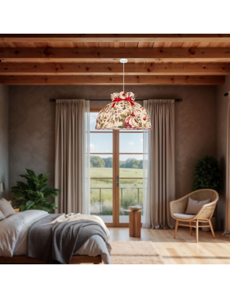 CANDELLUX ROZANO lampa wisząca biały 1x40W E27 abażur kwiatowy 31-39392