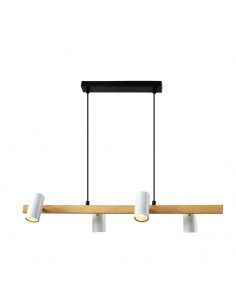 CANDELLUX Xilo lampa sufitowa czarny+drewniany 4x25W GU10 klosz biały 33-38319