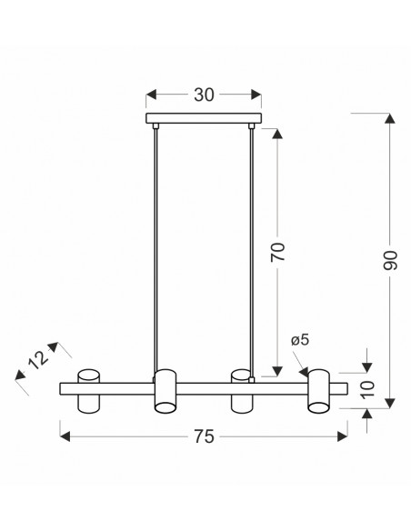 CANDELLUX Xilo lampa sufitowa czarny+drewniany 4x25W GU10 klosz biały 33-38319