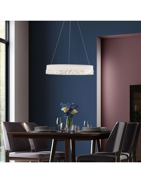 CANDELLUX FROZI lampa wisząca biały 32W LED 3000K kryształki bezbarwne 31-35547