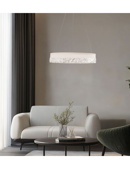 CANDELLUX FROZI lampa wisząca biały 32W LED 3000K kryształki bezbarwne 31-35547