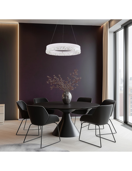CANDELLUX FROZI lampa wisząca biały 32W LED 3000K kryształki bezbarwne 31-35547