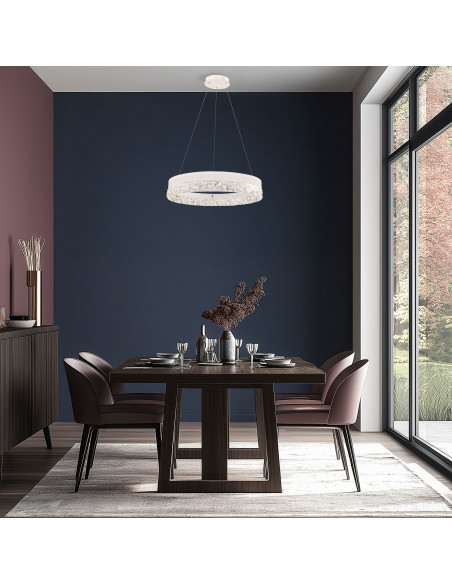 CANDELLUX FROZI lampa wisząca biały 32W LED 3000K kryształki bezbarwne 31-35547