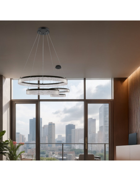 CANDELLUX FROZI lampa wisząca czarny 38W LED 3000K kryształki bezbarwne 32-35561