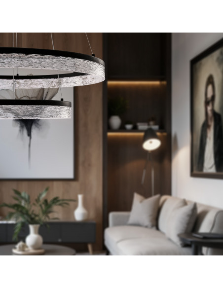 CANDELLUX FROZI lampa wisząca czarny 38W LED 3000K kryształki bezbarwne 32-35561