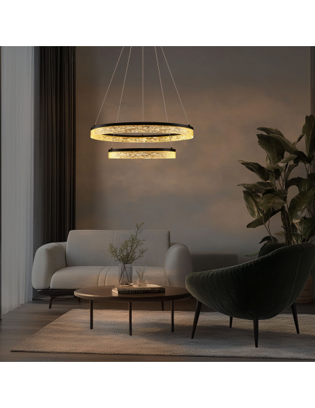 CANDELLUX FROZI lampa wisząca czarny 38W LED 3000K kryształki bezbarwne 32-35561