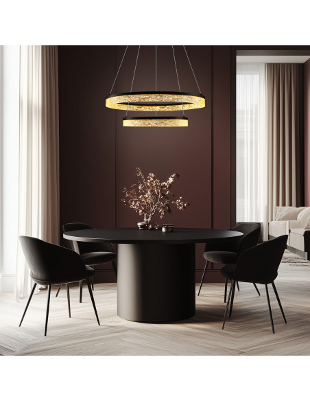 CANDELLUX FROZI lampa wisząca czarny 38W LED 3000K kryształki bezbarwne 32-35561