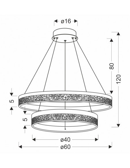 CANDELLUX FROZI lampa wisząca czarny 38W LED 3000K kryształki bezbarwne 32-35561