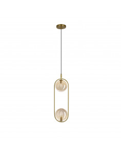 CANDELLUX CORDEL zwis 2x28W G9 mosiądz, klosz bursztynowy 32-44105