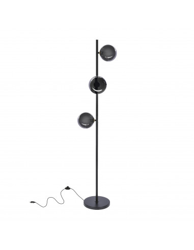 CANDELLUX Kama lampa podłogowa czarny+złoty 3x28W G9 klosz grafitowy 53-44136