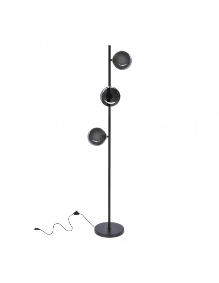CANDELLUX Kama lampa podłogowa czarny+złoty 3x28W G9 klosz grafitowy 53-44136