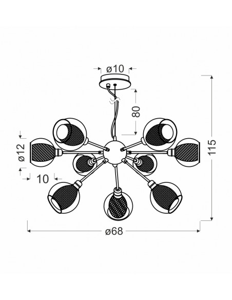 CANDELLUX DIXI LAMPA WISZĄCA 9X40W E14 CHROM 39-65018