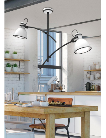 CANDELLUX ZUMBA LAMPA WISZĄCA 2X60W E27 BIAŁY+CZARNY 32-72054
