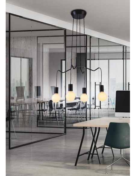 CANDELLUX BASSO LAMPA WISZĄCA 4X40W E27 CZARNY MATOWY 34-71019