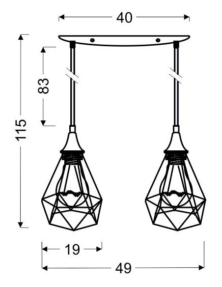 CANDELLUX GRAF LAMPA WISZĄCA 2X60W E27 CZARNY 32-62895