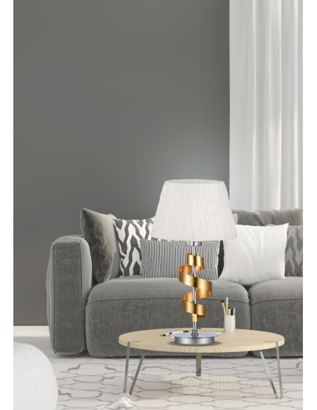 CANDELLUX DENIS LAMPA GABINETOWA 1X60W E27 CHROM/ZŁOTY + ABAŻUR O TYM SAMYM INDEKSIE 41-23483