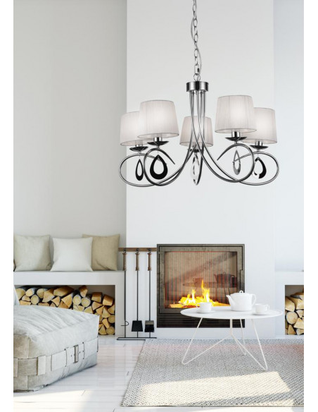 CANDELLUX ARNIKA LAMPA WISZĄCA 5X40W E14 CHROM / BIAŁY 35-21687