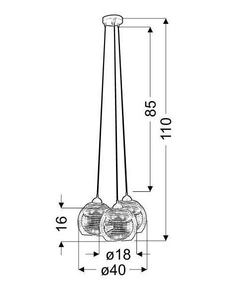 CANDELLUX TRIO 1 LAMPA WISZĄCA 3X60W E27 CHROM 33-62840