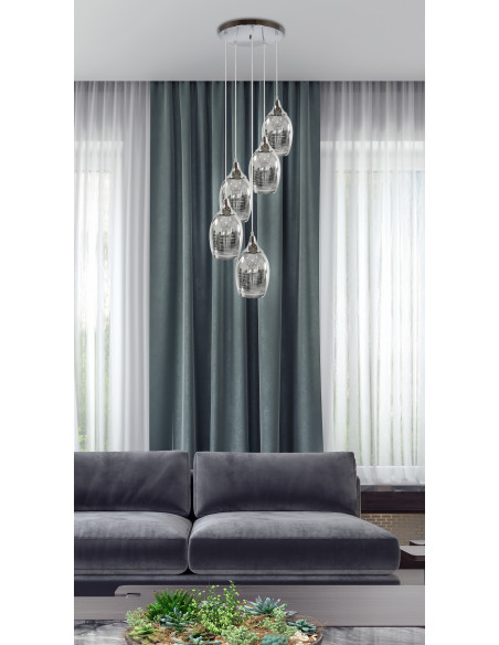 CANDELLUX MARINA LAMPA WISZĄCA TALERZ 5X60W E27 CHROM 35-60198