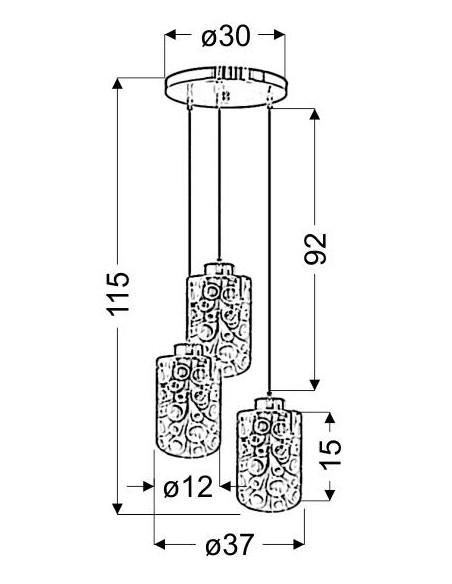 CANDELLUX NOCTURNO LAMPA WISZĄCA TALERZ 3X40W E27 CHROM 33-57747