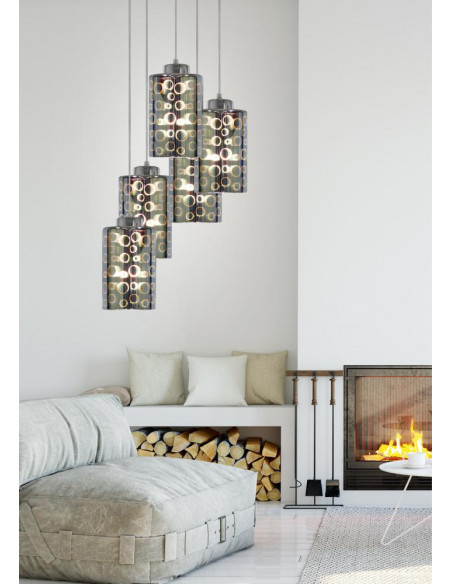 CANDELLUX NOCTURNO LAMPA WISZĄCA TALERZ 5X40W E27 CHROM 35-57730