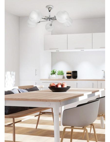 CANDELLUX RAUL LAMPA WISZĄCA 5X40W E14 CHROM KLOSZ BIAŁY 35-72269