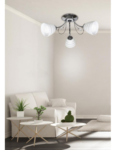 CANDELLUX SIMPLI LAMPA WISZĄCA 3*40W E27  CHROM  Z KRYSZTAŁKIEM+KLOSZ Z PASKIEM 33-63847
