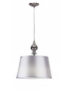 CANDELLUX PRIMA LAMPA WISZĄCA CHROMOWY 1X60 E27 ABAŻUR SREBRNY 31-03690