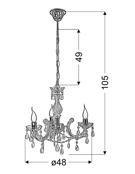 CANDELLUX MARIA TERESA LAMPA WISZĄCA 3X40W E14 ZŁOTY 33-94639