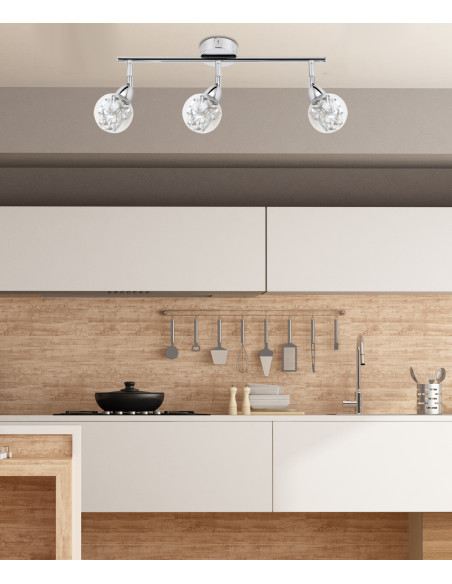 CANDELLUX BOLO LAMPA SUFITOWA LISTWA 3X6W LED SMD GŁÓWKA OKRĄGŁA 1E Z PRZEGUBEM KLOSZ WYMIENNY KD SYSTEM CHROM/BEZBARWNY 93-