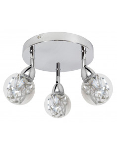 CANDELLUX BOLO LAMPA SUFITOWA PLAFON 3X6W LED SMD GŁÓWKA OKRĄGŁA 1E Z PRZEGUBEM KLOSZ WYMIENNY KD SYSTEM CHROM/BEZBARWNY 98-