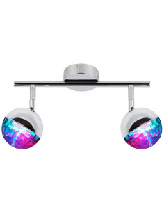 CANDELLUX PARTY LAMPA SUFITOWA LISTWA 2X3W LED RGB GŁÓWKA OKRĄGŁA 1E Z PRZEGUBEM KD SYSTEM CHROM 92-67760