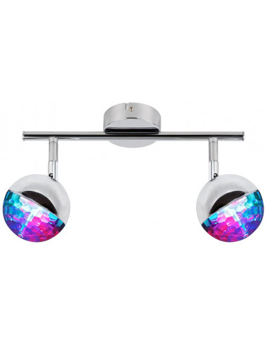 CANDELLUX PARTY LAMPA SUFITOWA LISTWA 2X3W LED RGB GŁÓWKA OKRĄGŁA 1E Z PRZEGUBEM KD SYSTEM CHROM 92-67760
