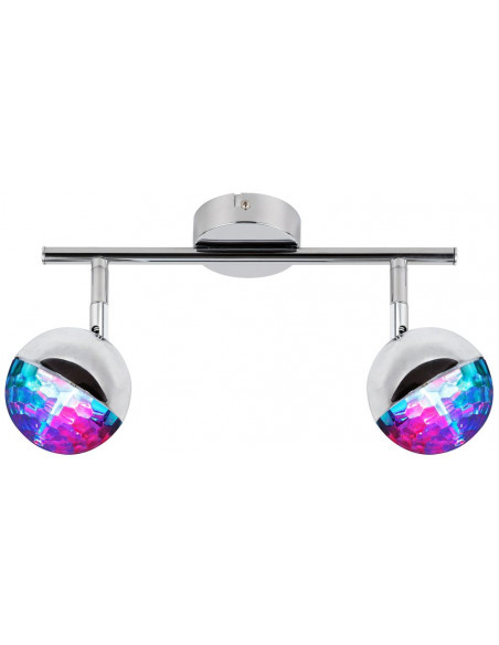 CANDELLUX PARTY LAMPA SUFITOWA LISTWA 2X3W LED RGB GŁÓWKA OKRĄGŁA 1E Z PRZEGUBEM KD SYSTEM CHROM 92-67760