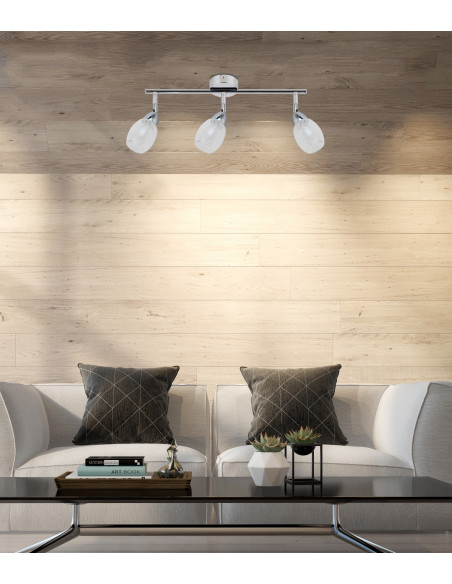 CANDELLUX RICO LAMPA SUFITOWA LISTWA 3X6W LED SMD GŁÓWKA OKRĄGŁA 1E Z PRZEGUBEM KD SYSTEM KLOSZ WYMIENNY CHROM/BEZBARWNY 93-